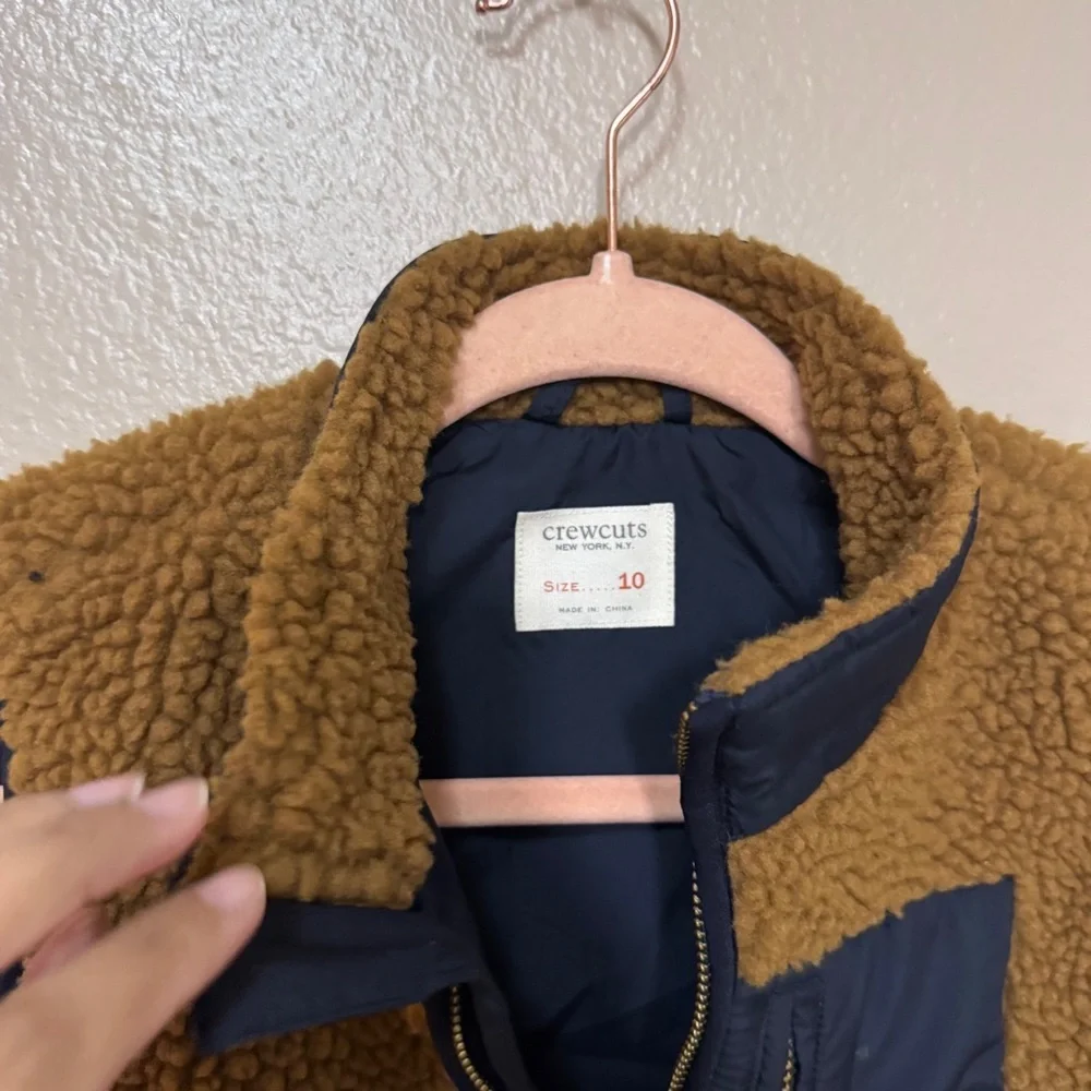 Crewcuts Brown Sherpa Vest with Navy Accents